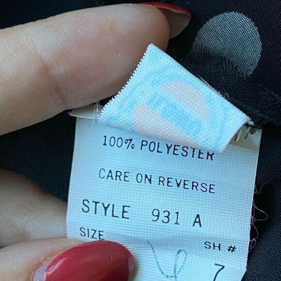 Vintage Pat Richards Black And White Polka Dot Flouncy Dress, Size S - Picture 9 of 9